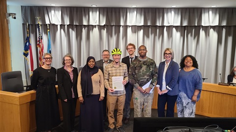 Community members and Council during Bike Month Proclamation presentation