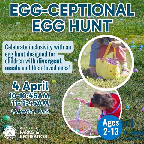 Egg-ceptional egg hunt on April 4 from 10 to 11:45 a.m. for kids with divergent needs ages 2-13