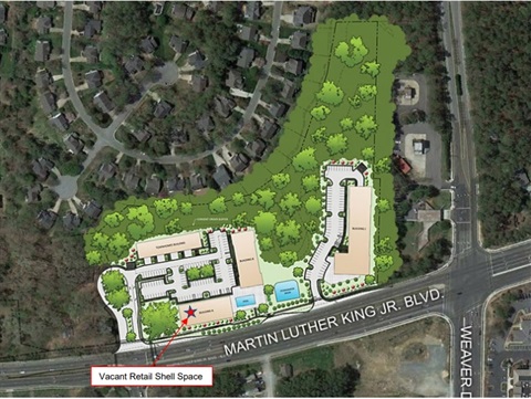 Rendering of aerial view of proposed development at 1701 North MLK