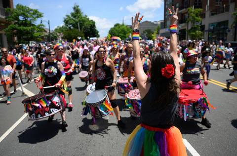 2025 Chapel Hill Pride Promenade moving along Franklin Street